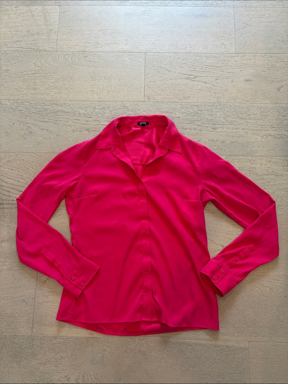 Express Bright Pink Long-Sleeve Button-Down Shirt